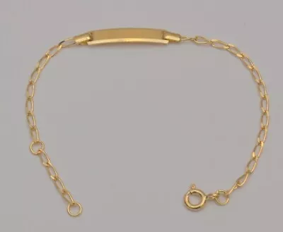 18K Solid Yellow Gold Open Link Chain Baby ID Bracelet 5.5 Inches 1.9 Gr B4 • £178.24