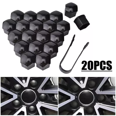 20Pcs 17mm Black Auto Car Hub Screw Cover Wheel Nut Caps Bolt Rims Accessories • £3.80