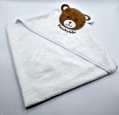 2x Baby Hooded Towel Luxury 100% Cotton Bear Embroidered New-born Infant Bath • £10.99