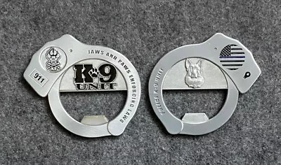 Police K9 Handcuff Challenge Coin Bottle Opener – Blue Line NEW Free Shipping! • $12.50