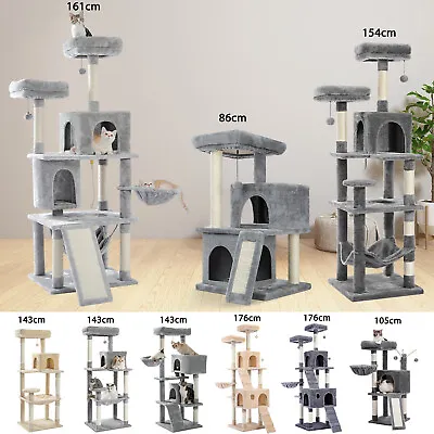 Cat Tree Tower Scratching Post Cats Scratcher Wood Condo House Bed Toys 44-176cm • $69.99