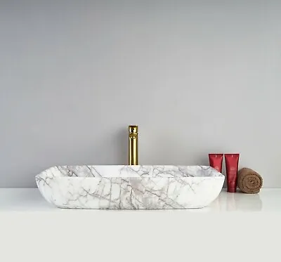 White Marble Basin Top Ceramic Wash Basin Bathroom Sink Bowl Above Counter Top • $170