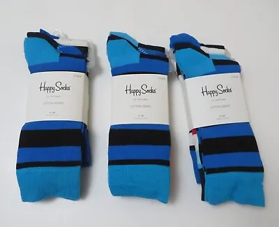 Happy Socks Men's Classic Crew Sock Shoe Size 10 - 13 Soft Cotton 3 Pack • $24.50