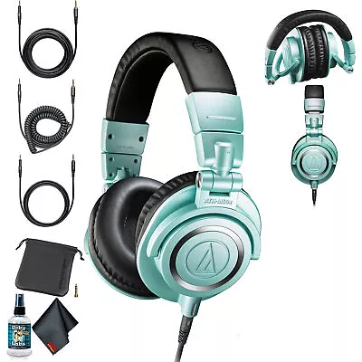 Audio-Technica ATH-M50x Professional Studio Monitor Headphones (Ice Blue) With • $185.90