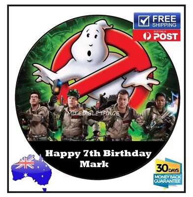 Ghostbusters Personalised Premium Edible Icing Cake Decoration Topper Image  • $17.50