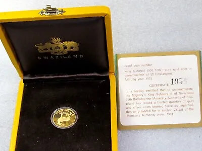 $349.99 • Buy 1975 Kingdom Of Swaziland 50 Emalangeni Gold Coin King Sobhuza II Proof