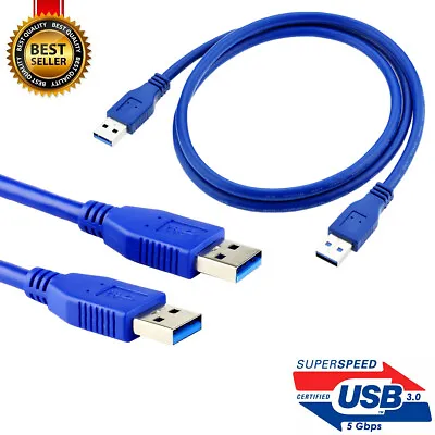 USB 3.0 A Male USB To A Male USB Cable High Speed Data Transfer Cord Blue 6 Feet • $6.95