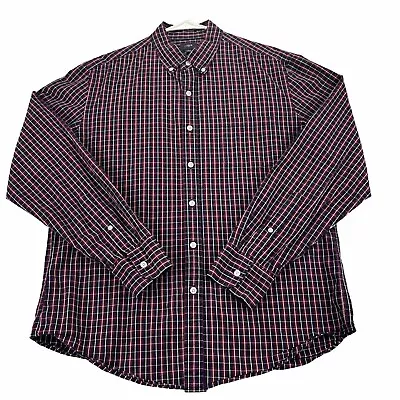 J.CREW Dress Shirt Mens L Button Down Madras Plaid Long Sleeve Red White Blue • $10.88