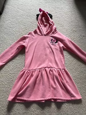 Disney Minnie Mouse Girls 7-8 Pink Tulle Skirt Hooded Dress NICE! • $11.95