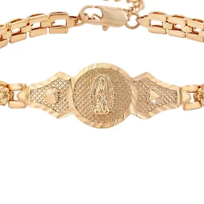 Virgin Mary Bracelet Virgen De Guadalupe Pulsera 18k Oro Laminado 8” • $22.99