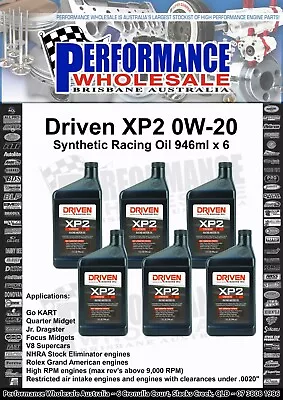 Driven XP2 0W-20 Synthetic Racing Oil 946mL 00206 Go Kart Jr Dragster Supercar • $151.95