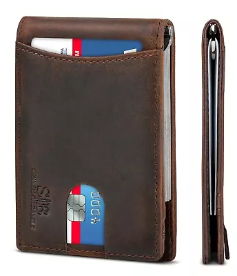 $29.99 • Buy SERMAN BRANDS- RFID Blocking Genuine Leather Thin Minimalist Front Pocket Wallet