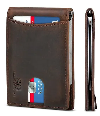 SERMAN BRANDS- RFID Blocking Genuine Leather Thin Minimalist Front Pocket Wallet • $29.99