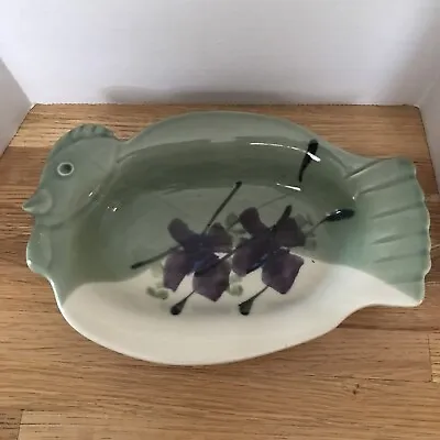 $14 • Buy Kent Follette Studio Art Pottery Sage Green Chicken Platter/Bowl.  Signed