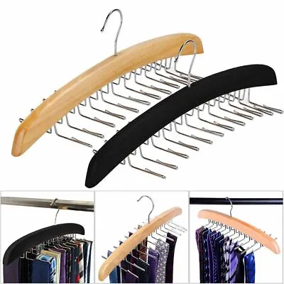 $13.15 • Buy Wooden Belt Hanger 24 Tie Belt Scarf Holder Closet Organizer Rack Hanger Hook US