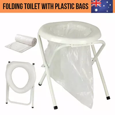 Camp Travel Camping Portable Folding Toilet Caravan W/6 Replacement Bags Outdoor • $35.99