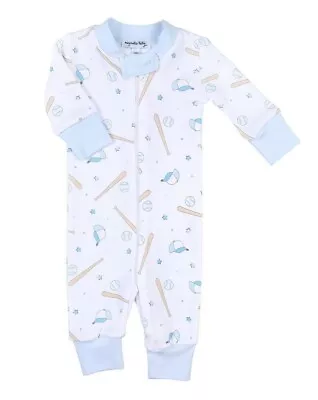 Magnolia Baby Boy LITTLE ALL STAR Zipped Pajamas Pima Cotton Blue NEW • $25