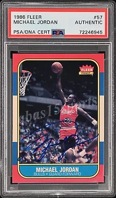 1986-87 Fleer #57 Michael Jordan True Rookie Card Psa/dna Auto Uda Signed Rc Psa • $450000