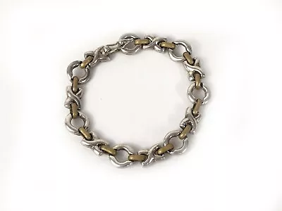 Taxco Mexico Chunky Link Sterling Silver 925 Brass Bracelet 7.25  Pre-Owned • $76.50