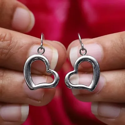 QVC Steel By Design Heart Dangle Earrings Pre-owned Jewelry • $0.99