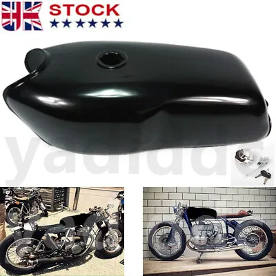 9L/2.4 Gallon Motorcycle Cafe Racer Fuel Gas Tank BMW Honda Yamaha -Gloss Black • £76.59