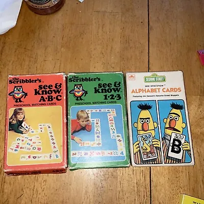 Lot Of 3 Sets Of Vintage Flash Cards Alphabet 1970s 1980s Sesame Street • $10.80