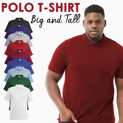 Mens Polo T-Shirt Plus Size Big And Tall Plain Shirt Short Sleeve Tops Basic UK • $9.93