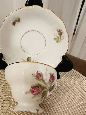 Vtg Hand Painted Occupied Japan Moss Rose Teacup & Saucer Bone China Gold Trim • $15.26