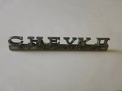 $38 • Buy Vintage Chevy II 8V Chevrolet Metal Grille Emblem Ornament Nameplate Script Trim