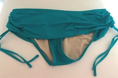 ABS ALLEN B SWARTZ 8 M Turquoise Blue Bathing Swim Bikini Bottom Ruched SKIRT • $24.74