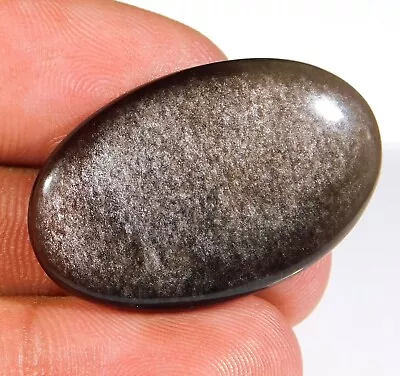 26.ct Natural Silver Sheen Fire Obsidian Oval Cabochon Jewelry Gemstone A2=244 • $9.90