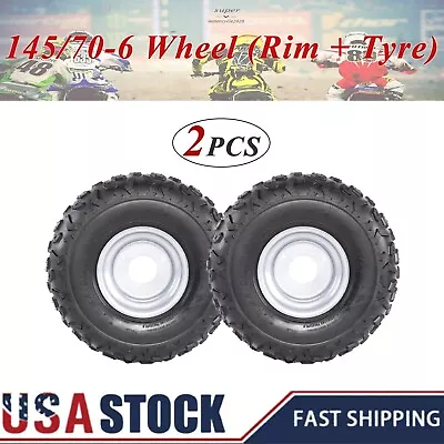1 Pair Of 145/70-6 145x70-6 Wheel Tire & Rim For ATV Go Kart 4 Wheeler Mini Bike • $99.77