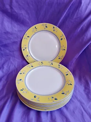 £49.99 • Buy Royal Doulton Blueberry Yellow Band 6 X Dinner Plates 10.25 