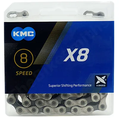 KMC X8 SILVER GRAY 8 Speed Chain Fit Shimano SRAM MTB Hybrid Road Bike 6 7 8 • $14.80