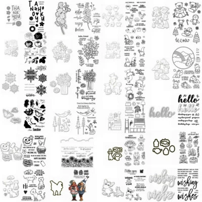 $10.33 • Buy Animals Thanksgiving Flowers Cutting Die And Clear Stamp Set Scrapbooking Emboss