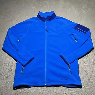 Marmot Fleece Jacket Mens Large Blue Full Zip Pockets Polartec Logo Long Sleeve • $29.99