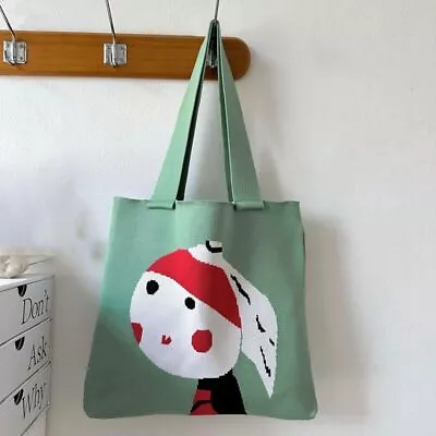 Reusable Handmade Knit Handbag Cartoon Girl Tote Bags Foldable Shopping-Bag • $21.97