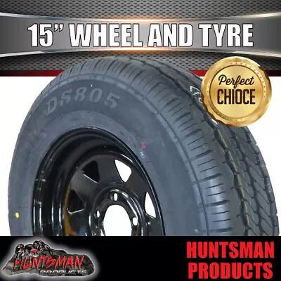 15  Black Steel Wheel & 195R15C Tyre Suits Ford. Caravan Camper Trailer. 195 15 • $143