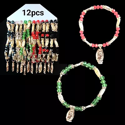 12pcs Cristal Braceletes Virgen De Guadalupe Pulseras • $16