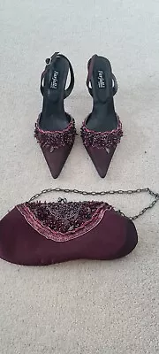 Vintage Farfalla Beaded Silk Shoes And Matching Bag • £19.99
