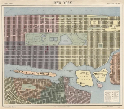 £169 • Buy NEW YORK CITY Town Map Plan. Midtown/Upper Manhattan Brooklyn. LETTS 1889