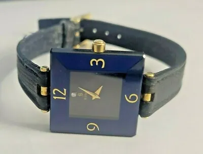 H Stern Sapphire On Stainless 18k Gold Diamond Women's Square Watch Vintage • $725