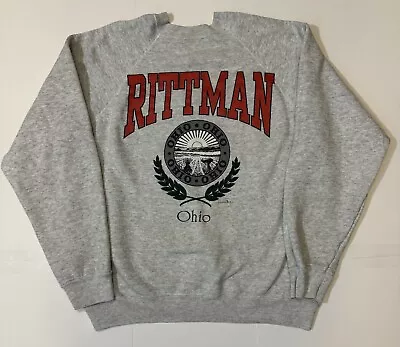 Vintage 90s Rittman Ohio Graphic Crewneck Sweatshirt 1992 Hanes Sz. XL USA  • $25