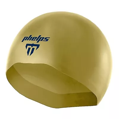 New MP Phelps Adult X-02 Elite Silicone Race Swim Cap * Size M 22-23 1/4 -Gold • $16