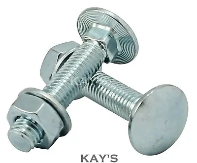 £27.14 • Buy M6 CARRIAGE BOLTS WITH NUTS & WASHERS CUP SQUARE COACH SCREWS ZINC PLATED (6mmØ)