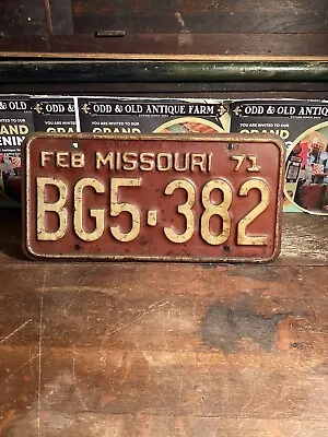 Missouri License Plate February 1971 Feb Car Truck Sign Mo Bar Garage DMV Shop • $15.78