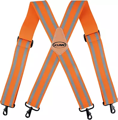 KUNN Men Reflective Suspenders High Visibility Work Suspender Fully Elastic 2-in • $24.43