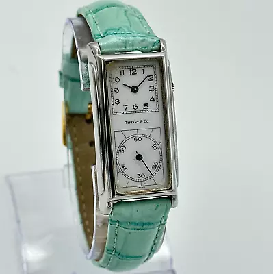 Vintage Emerich Meerson TIFFANY & CO Swiss Quartz Double Dial Watch Blue Leather • $629.99