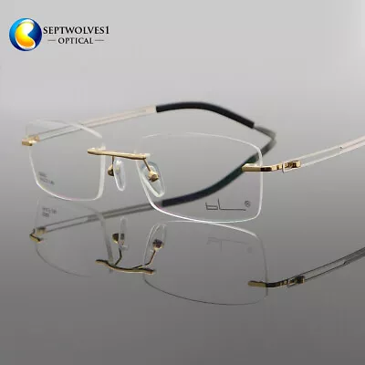 Men's Titanium Alloy Rimless Flexible Eyeglasses Frames Spectacl Optical Eyewear • $24.95