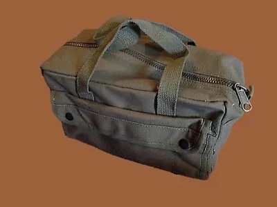 Heavy Duty Od Green Military Style Mechanics Hard Bottom Tool Bag Brass Zipper • $18.95